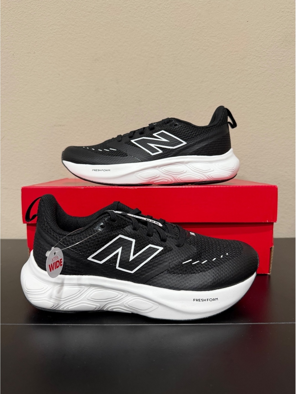 Size 4.5Y/6 Women - New Balance Fresh Foam 625 Extra Wide GS “Black White”